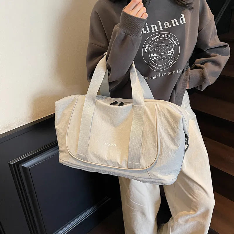 Oxford cloth one shoulder crossbody bag in milky white colour with adjustable strap