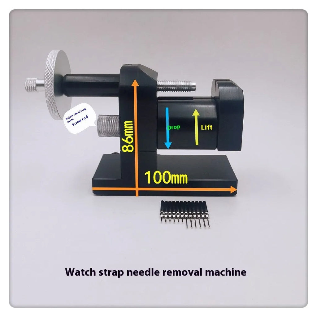 Steel watch strap removal machine tool for professional and DIY watch repair with alloy construction