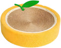 Round yellow fruit-shaped sisal cat scratching board and bed for small breeds.