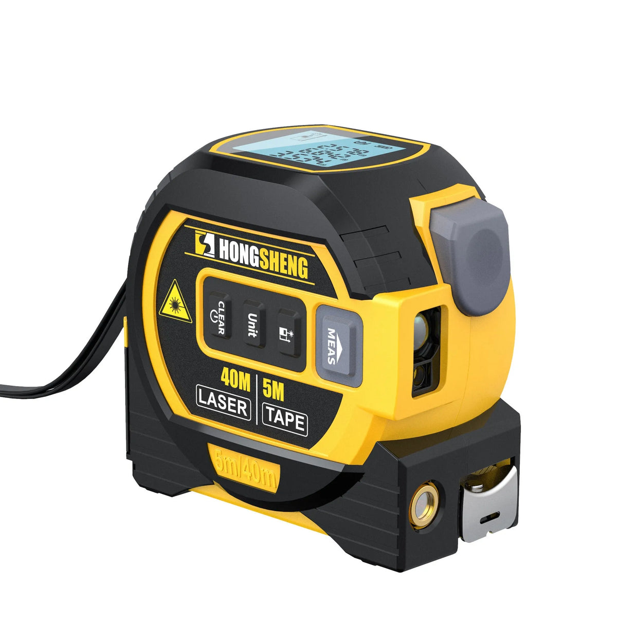 3-in-1 laser tape measure with 5m tape ruler and infrared rangefinder in blue