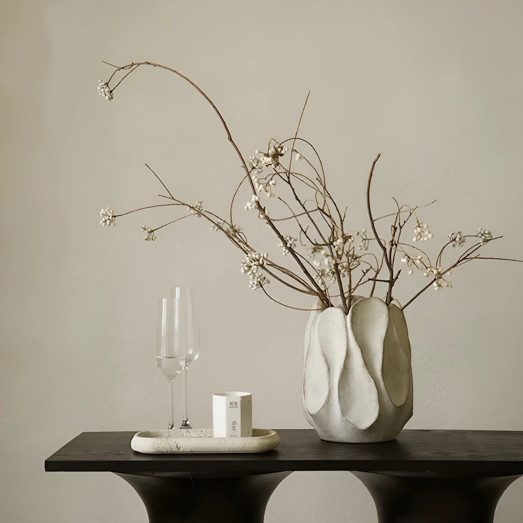 Irregular ceramic vase in art style shape for flower arrangements