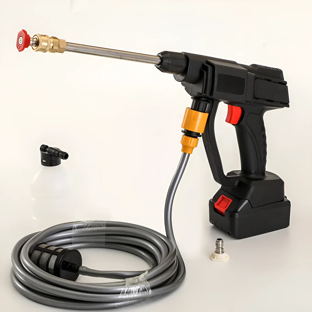 Cordless 21V lithium battery portable car washer in ABS, with water gun and charger set