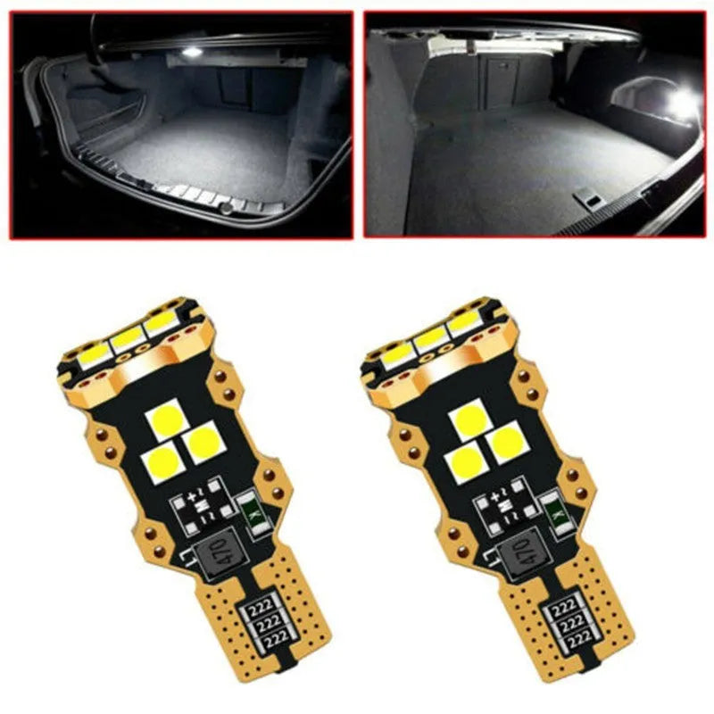T15 format automotive reverse light with white 6000K illumination and PVC housing