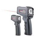 Black handheld infrared thermometer with LCD display, model covering -50 to 1600 degrees Celsius
