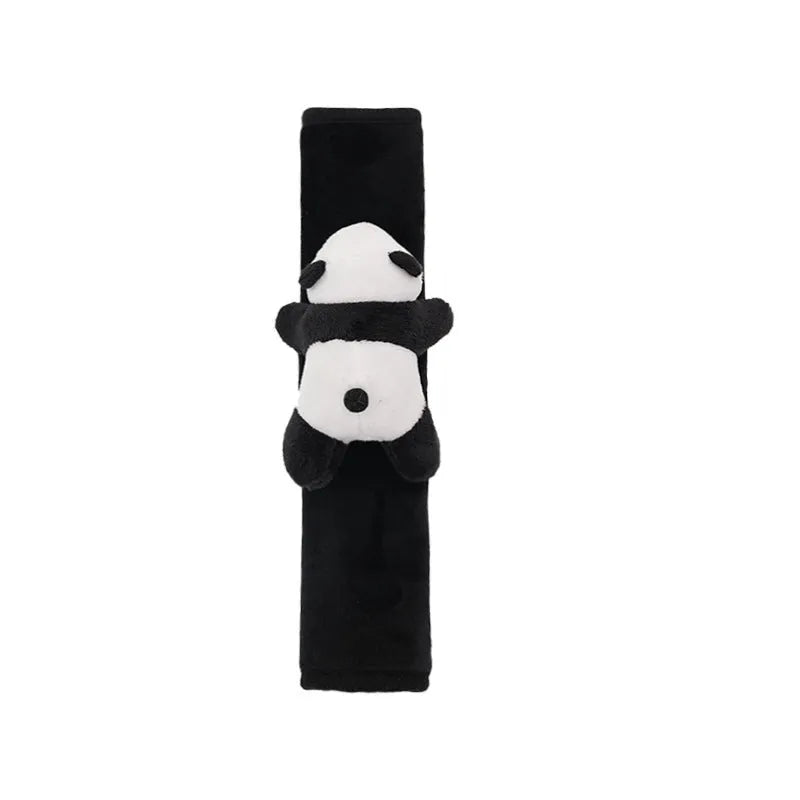 Black plush panda steering wheel cover and shoulder pad set for winter car comfort