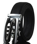 Men's automatic buckle leather belt with 3.5cm width and adjustable length