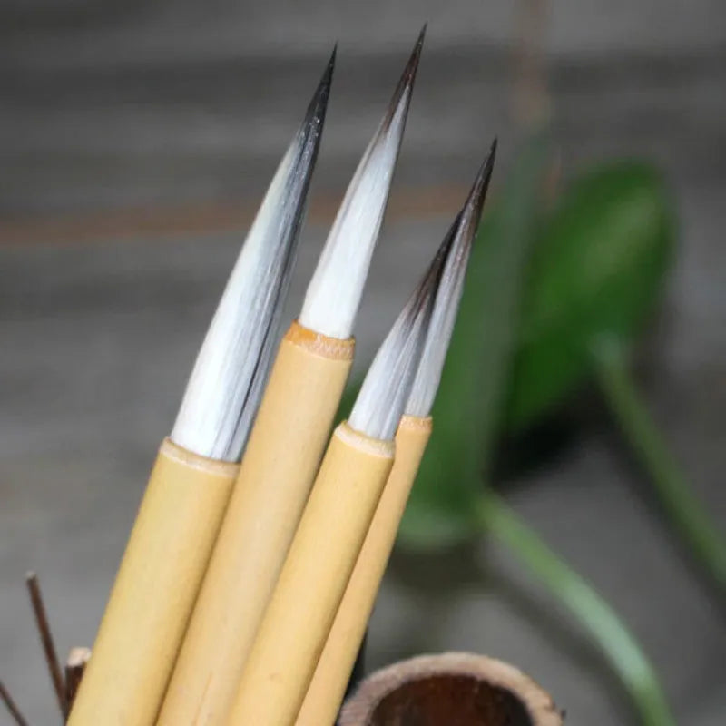 Joint brush Chinese calligraphy writing brush set with gold bodies and mixed hair brush heads