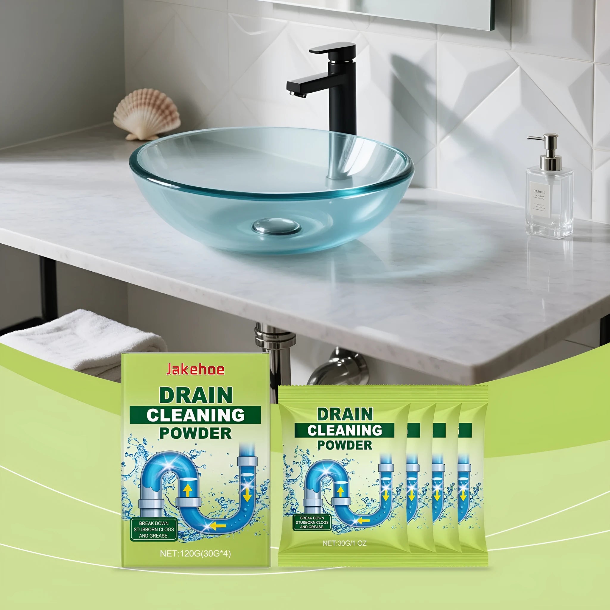 120g drain cleaning powder chemical unblocker for sinks and basins