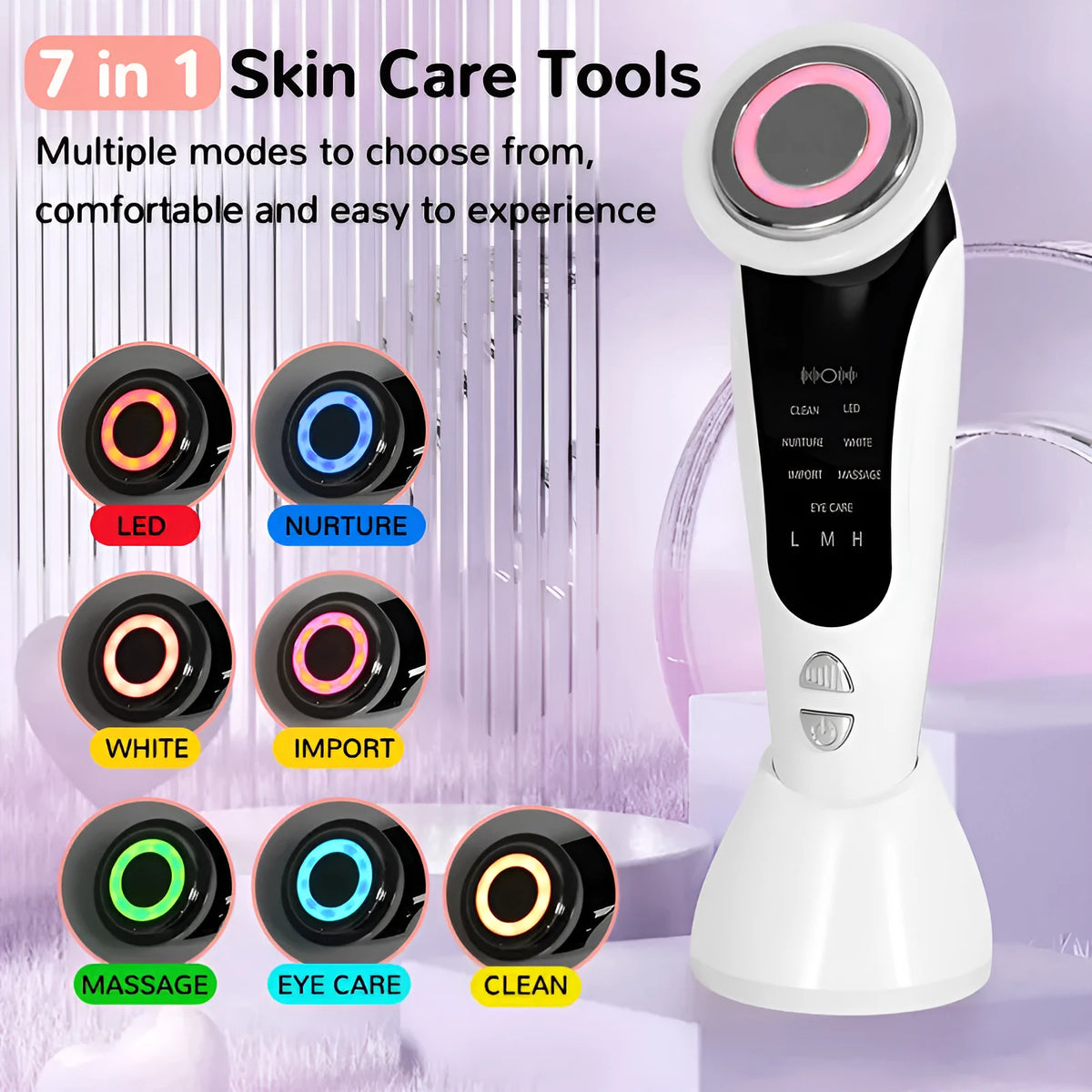 Red and blue light multifunctional portable face lifting device with white body