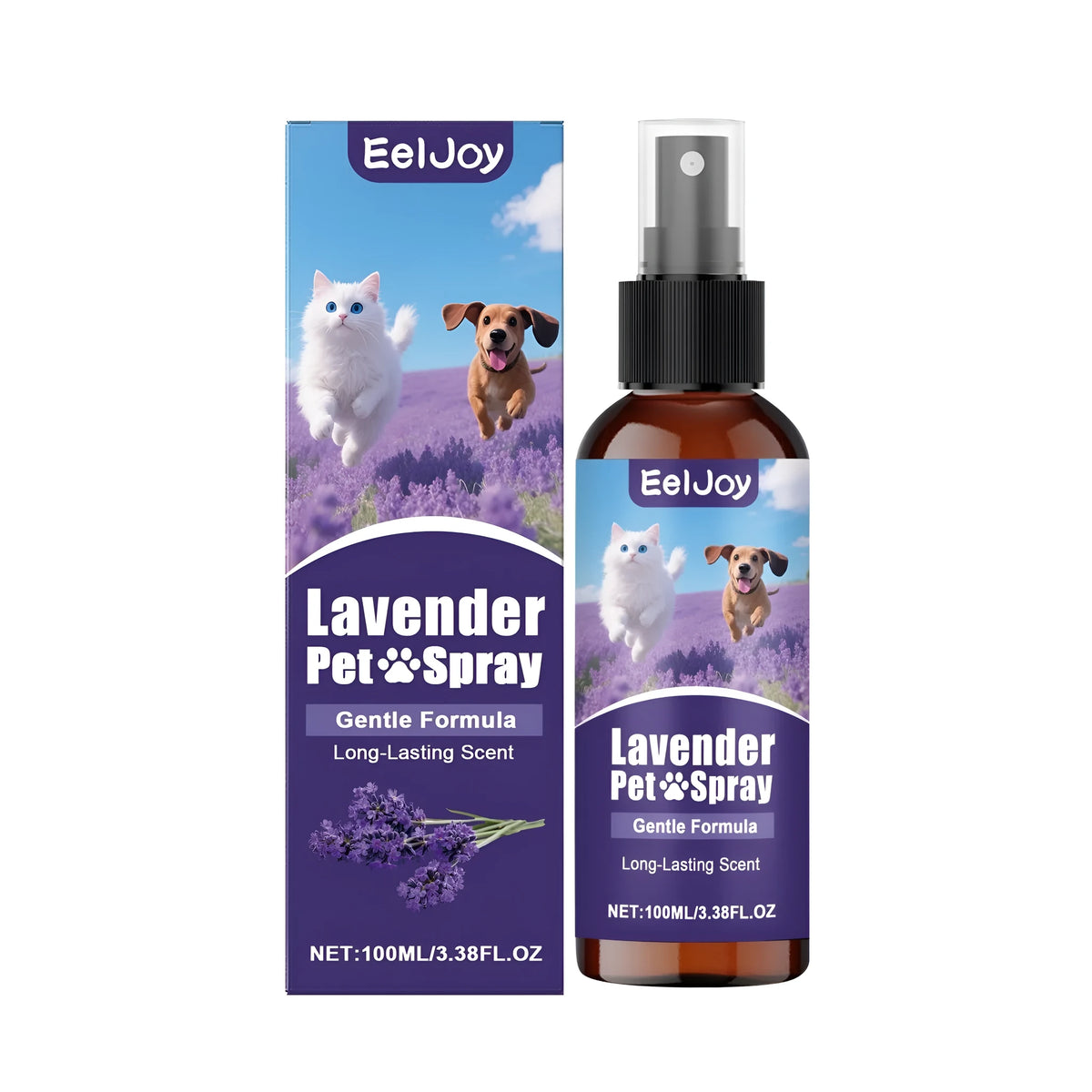 100ml lavender pet spray bottle with glycerin, zinc ricinoleate, and lavender extract for pet grooming