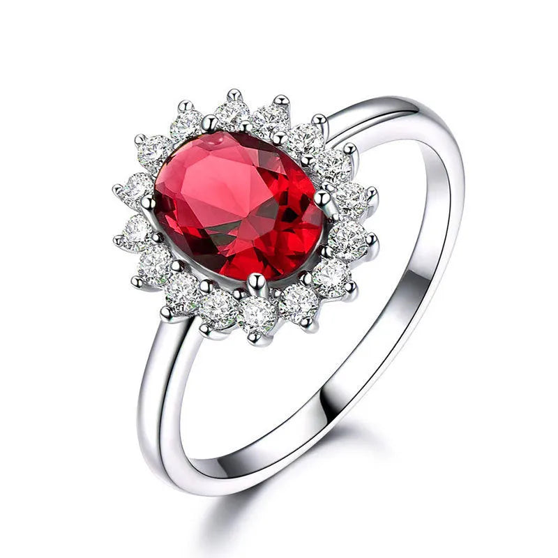 Electroplated copper women's ring with flower design and inlaid zirconium stones in three colour options.