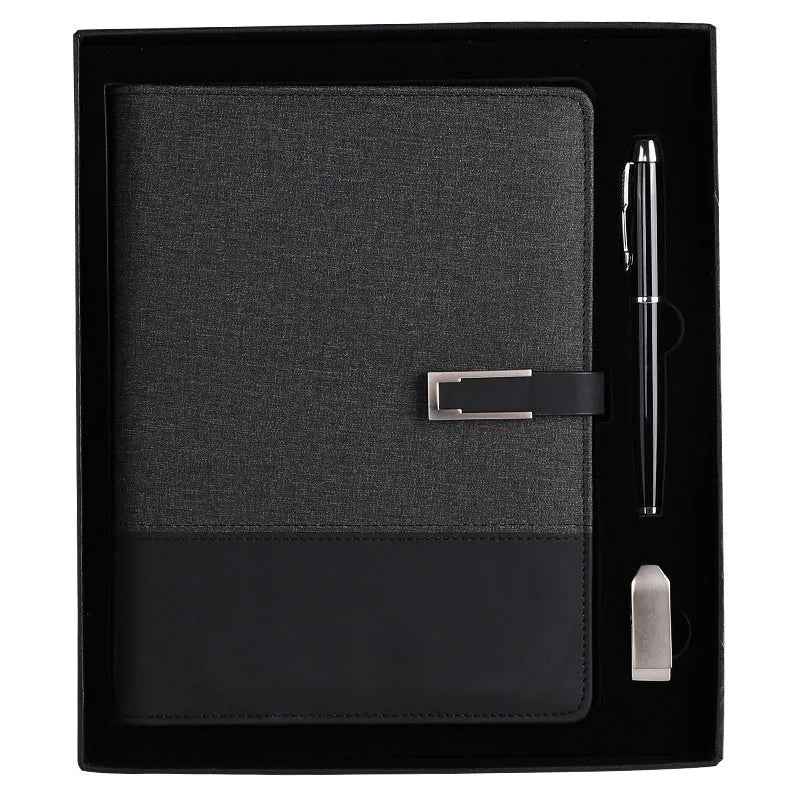 A5 soft PU leather business notebook in brown, black, green, red, or blue with gift box option