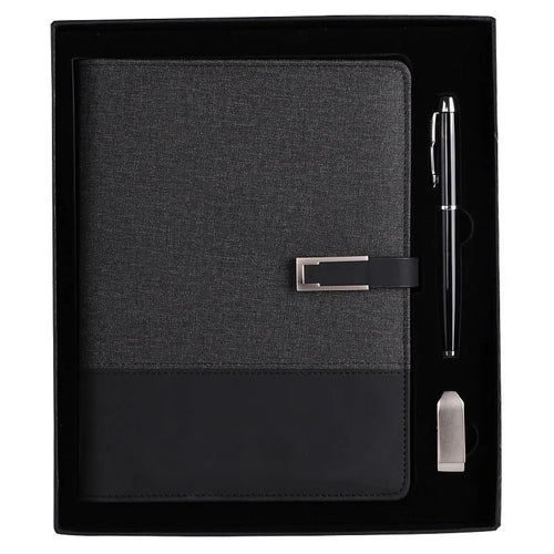A5 soft PU leather business notebook in brown, black, green, red, or blue with gift box option