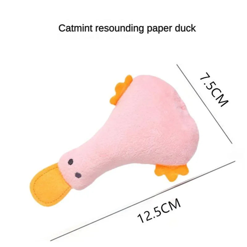 Colourful duck plush pet toy with catnip filling and squeaker for dogs and cats