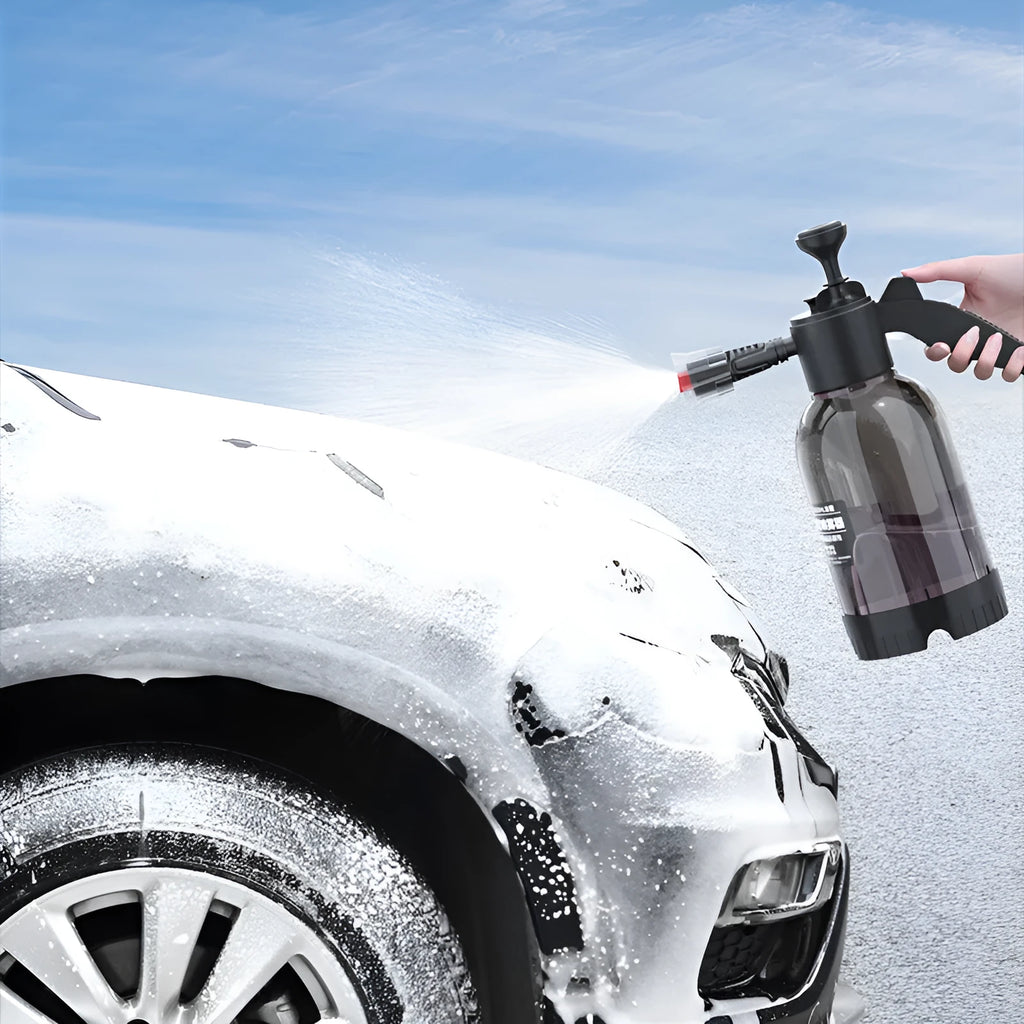 Black 2L foam watering can hand-held sprayer with trigger handle and two nozzles