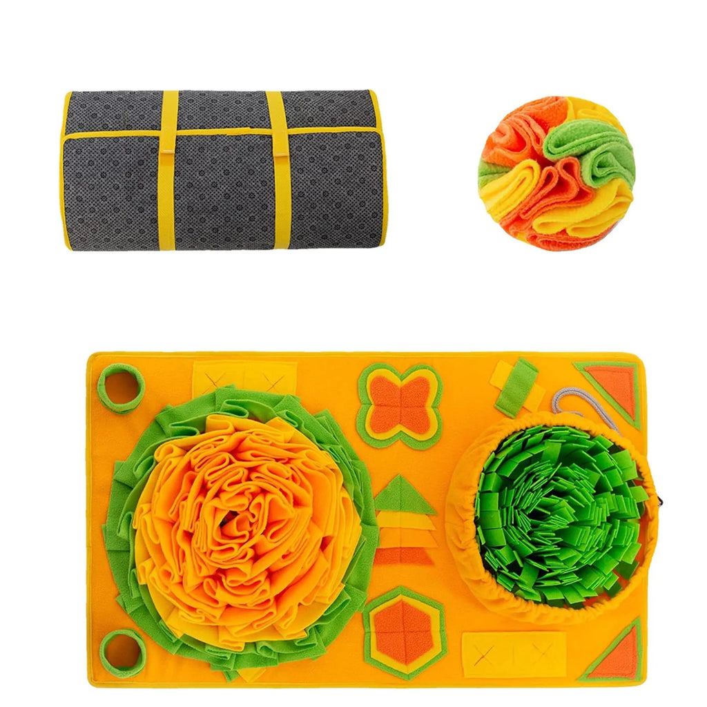 Large polar fleece sniffing pad 85x50cm cushion gift ball colour with hidden treat pockets for dogs and cats