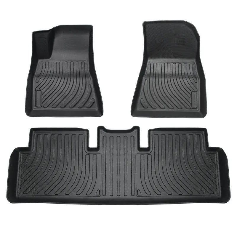Tesla car floor mats with rubber construction and TPE footrest sections