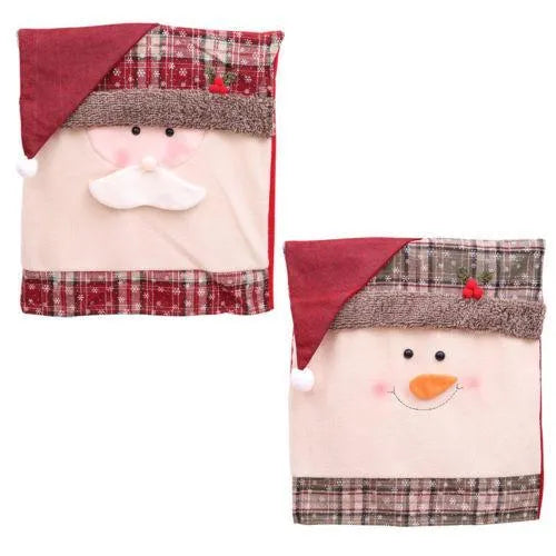 Christmas chair cover set with Santa Claus and snowman designs on dining chair
