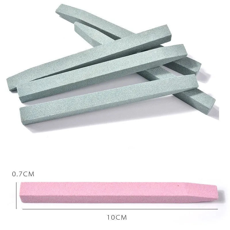 Nail quartz abrasive stick with plastic handle in pink colour for nail shaping and smoothing