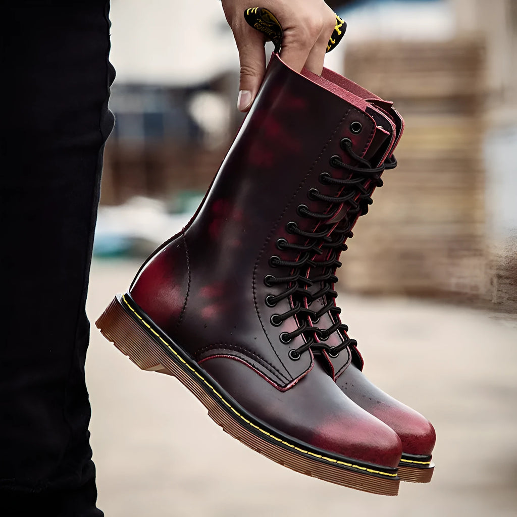Men's black leather cotton casual shoes with lace-up closure, flat heel, and round toe design
