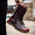 Men's black leather cotton casual shoes with lace-up closure, flat heel, and round toe design