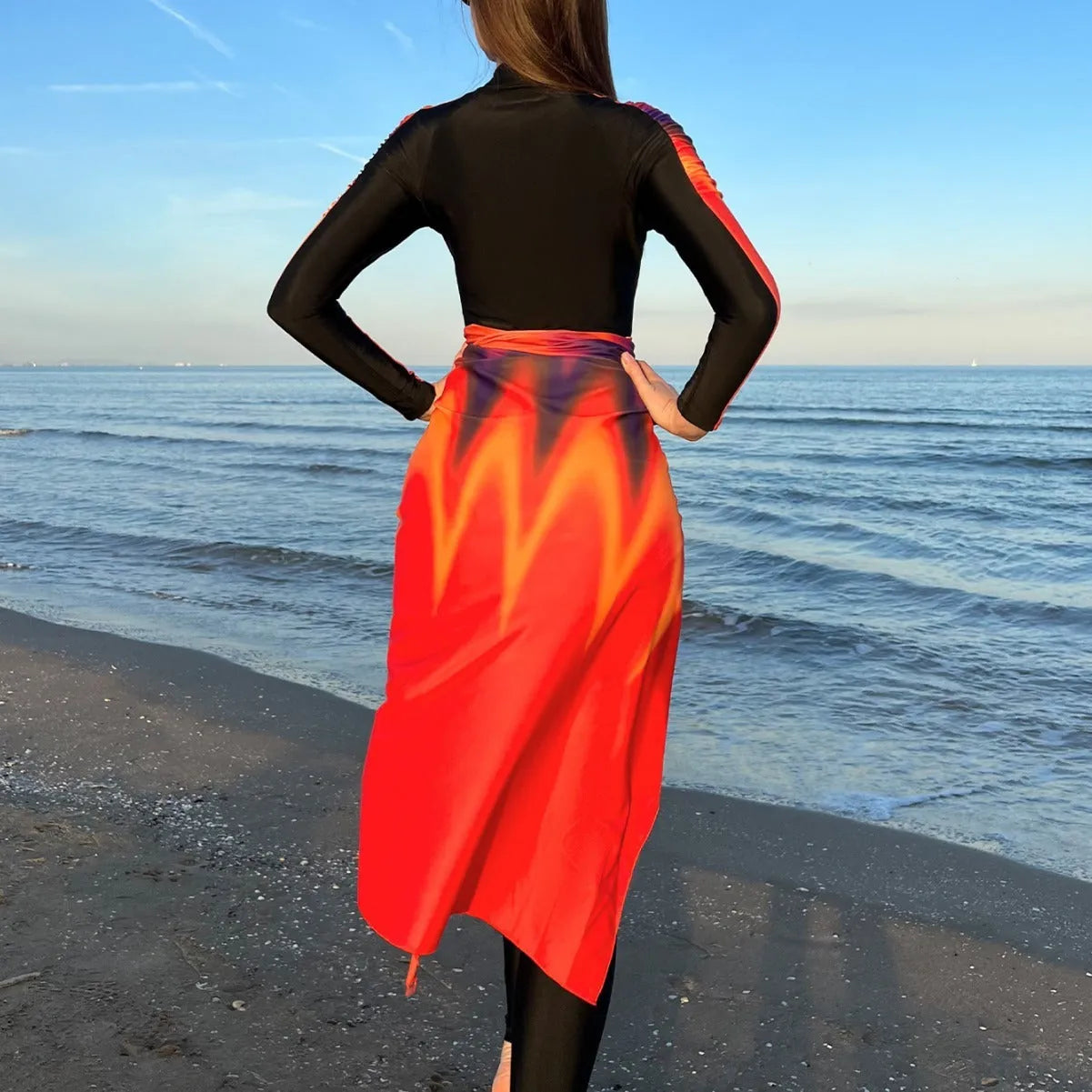 Women's three-piece conservative swimsuit set in colour 427 with polyester construction