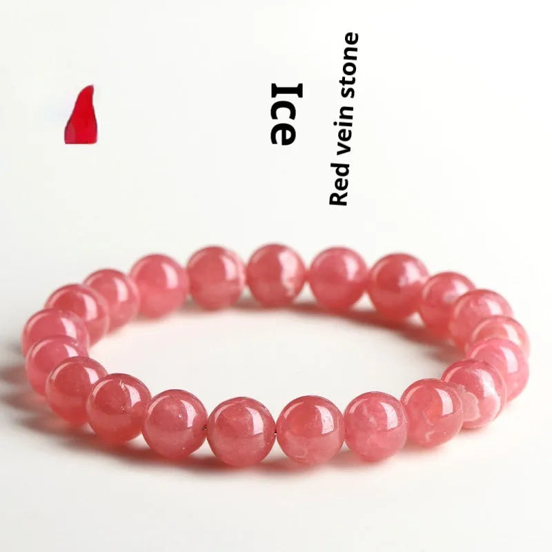 Geometric red rhodochrosite crystal bracelet for women with a Longevity Lock clasp.