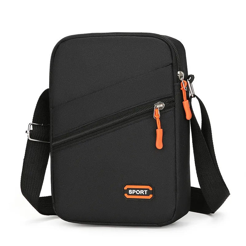 Oxford cloth crossbody shoulder bag in silver grey with contrast detailing