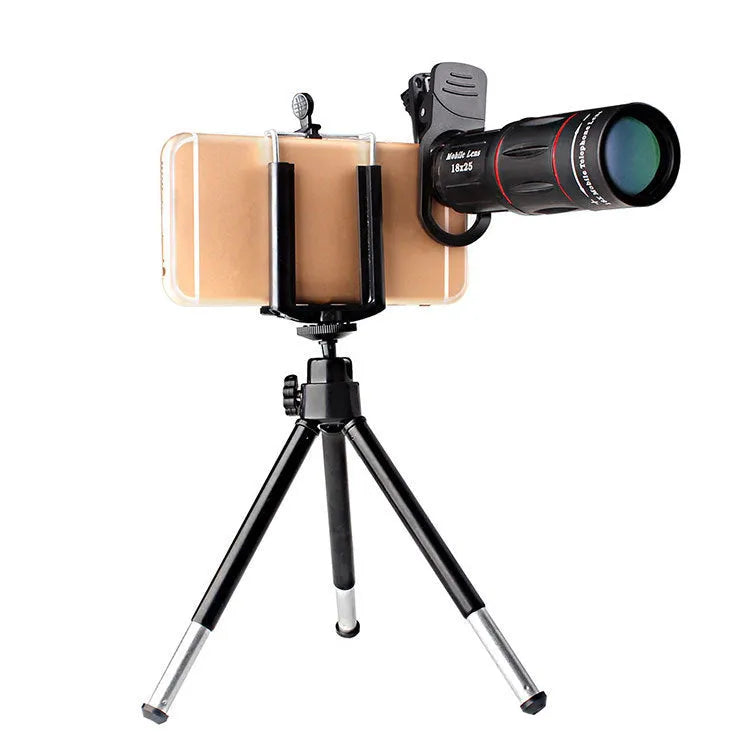 18x mobile telephoto lens with universal clip and flexible aluminium tripod for Samsung smartphone photography