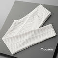 Men's loose fit striped casual suit pants in black and white, showing crop jeans and trousers style options