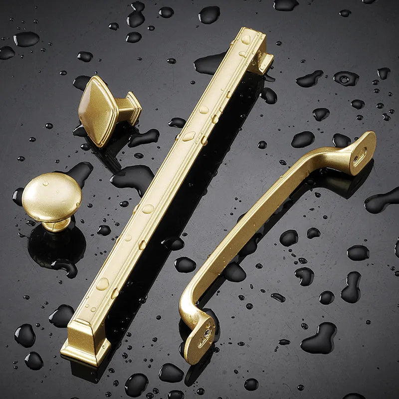 Modern gold T-shaped aluminium alloy single-hole cabinet handle