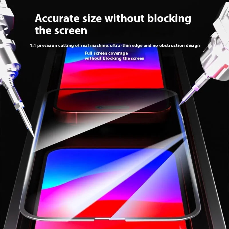 Anti-peep tempered glass film for iPhone 15 series with black silk screen edge