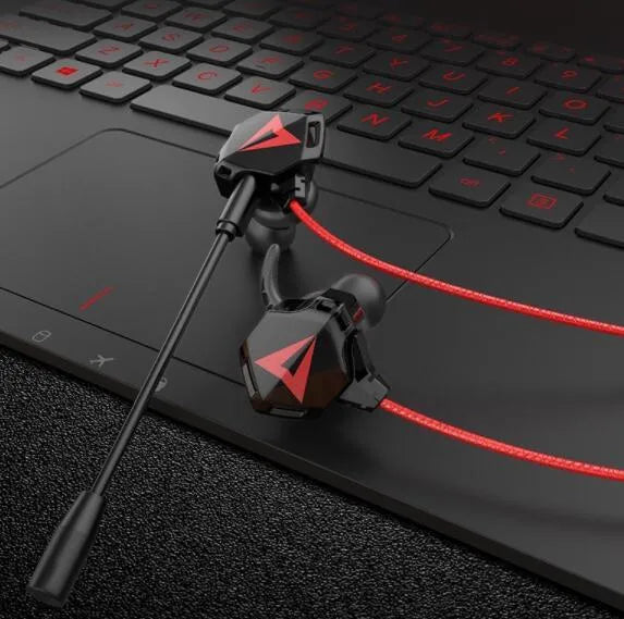 G5 black red gaming in-ear headset with microphone and 1.25m round cable