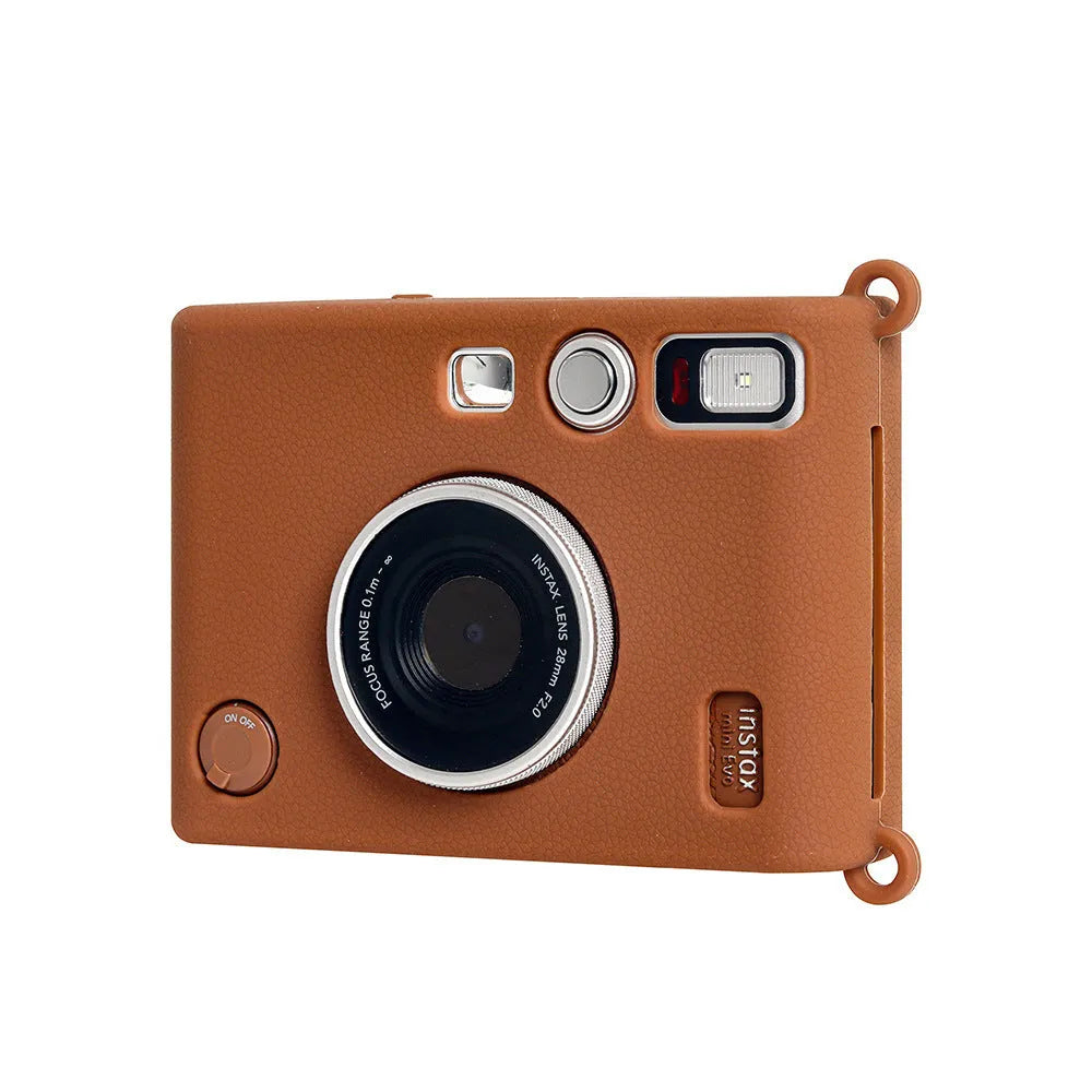 Wear-resistant silica gel pure colour protective cover for Polaroid mini EVO camera in beige