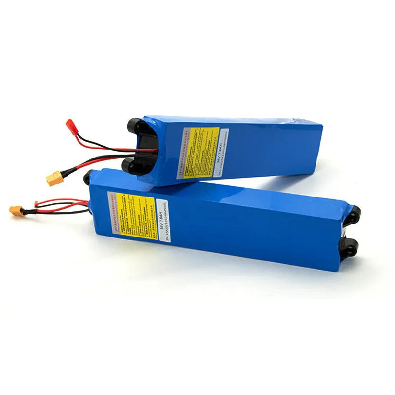 36V electric scooter lithium battery pack showing capacity options 6.6Ah, 7.8Ah and 10.4Ah