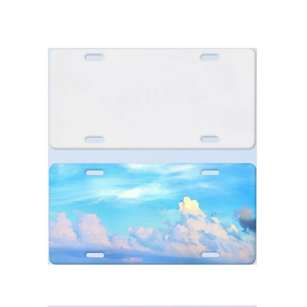 White aluminium license plate metal sheet measuring 30.3 by 15 centimetres