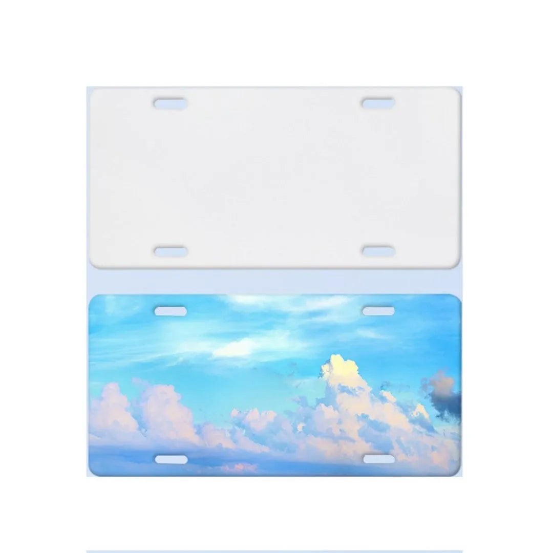 White aluminium license plate metal sheet measuring 30.3 by 15 centimetres