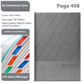 Office notepad with striped PU leather cover, open to show 80g paper with 204 sheet capacity