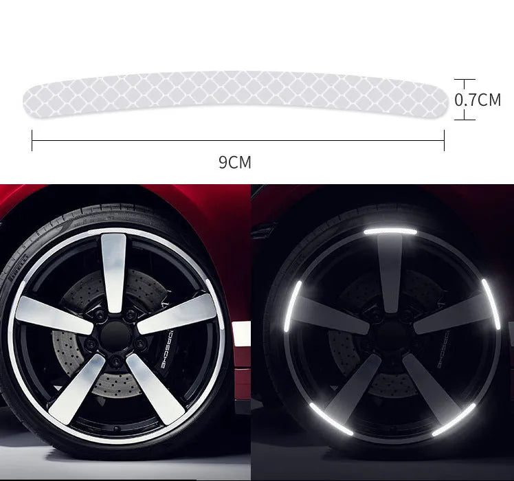 20 pack car wheel hub reflective stickers with arc pattern in various colours including fluorescent and luminous options