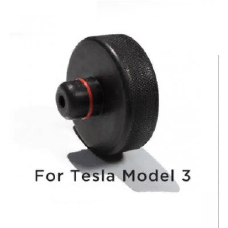 Tesla Model 3 jack rubber pad in space aluminium and PVC with rubber ring pattern for chassis protection