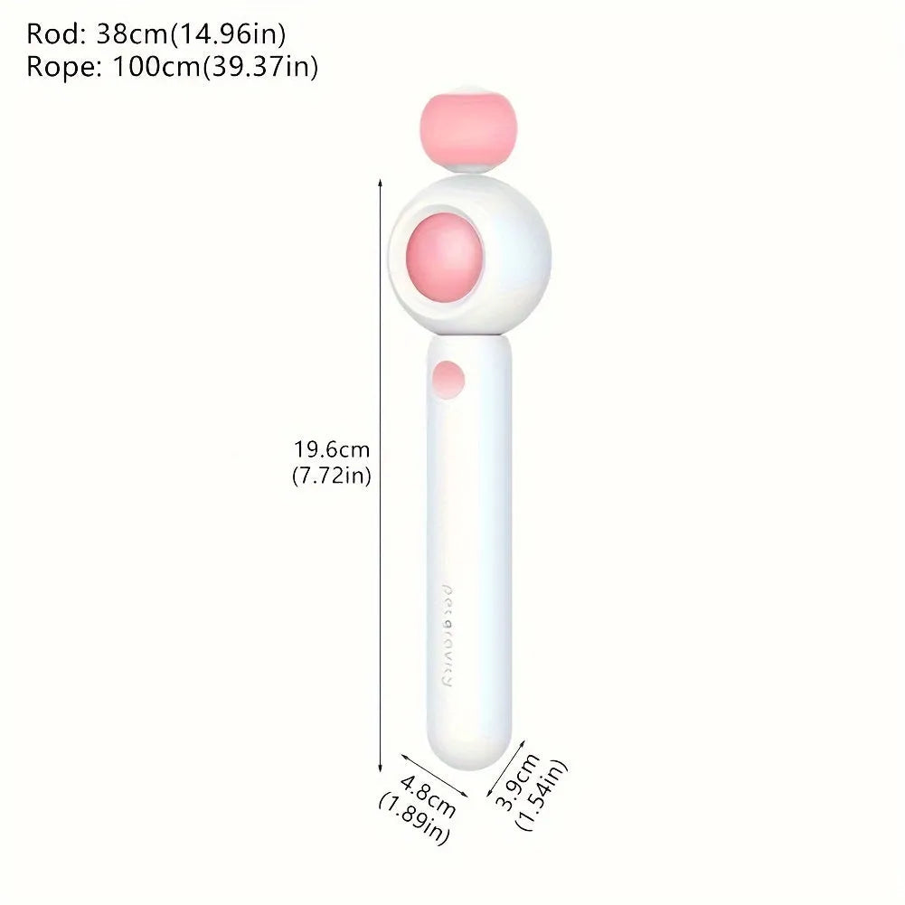 Retractable cat teaser stick with replacement feather head, 85g, available in blue or pink