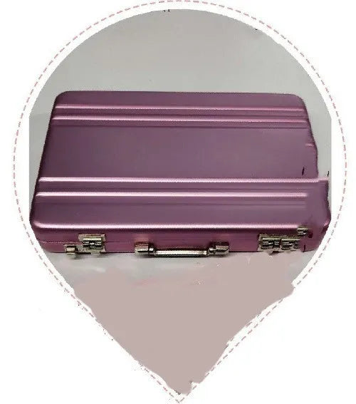Slim aluminium metal card holder in six colour options: red, blue, black, silver, pink, and gold.