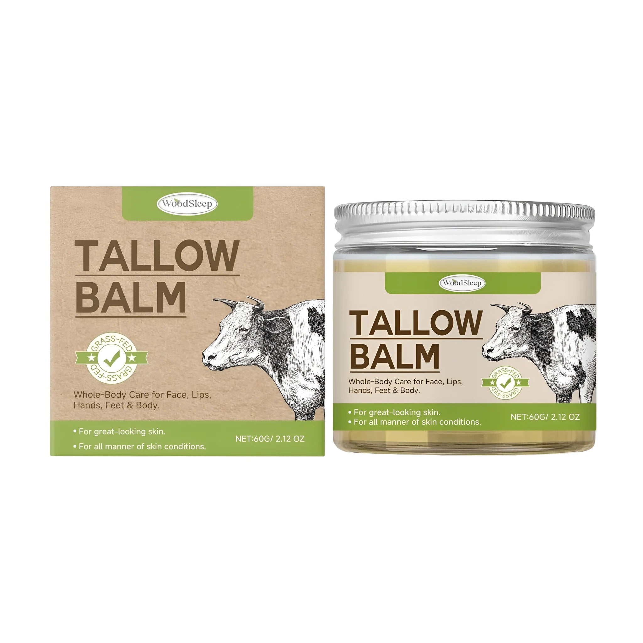 60g jar of natural butter moisturising skincare cream with tallow and honey