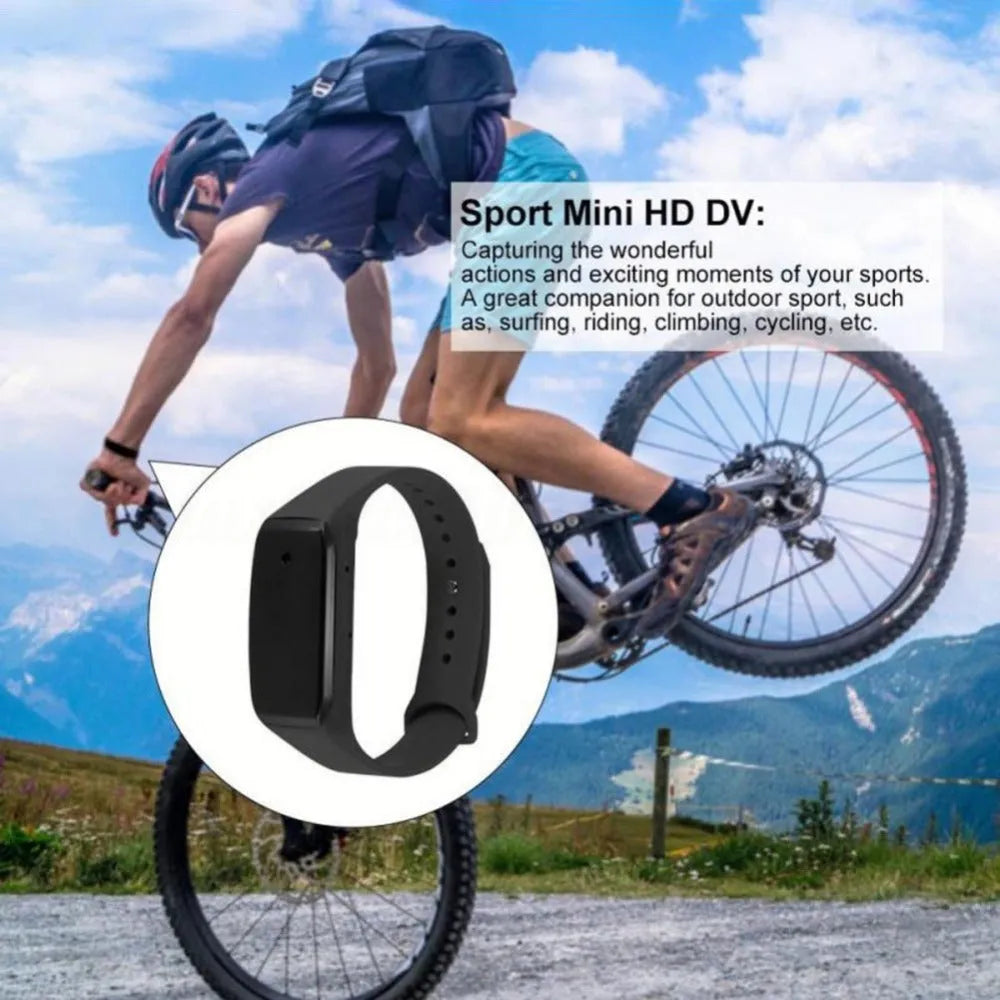 EDAL K18 black silicone and ABS wearable wristband camera shown on wrist for HD recording.