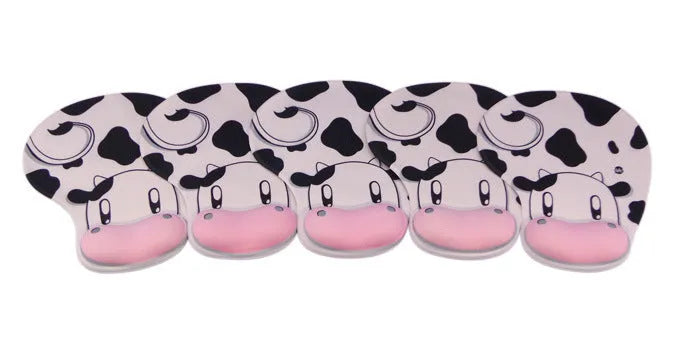 Cow silicone wrist rest mouse pad with soft non-slip surface on a desk