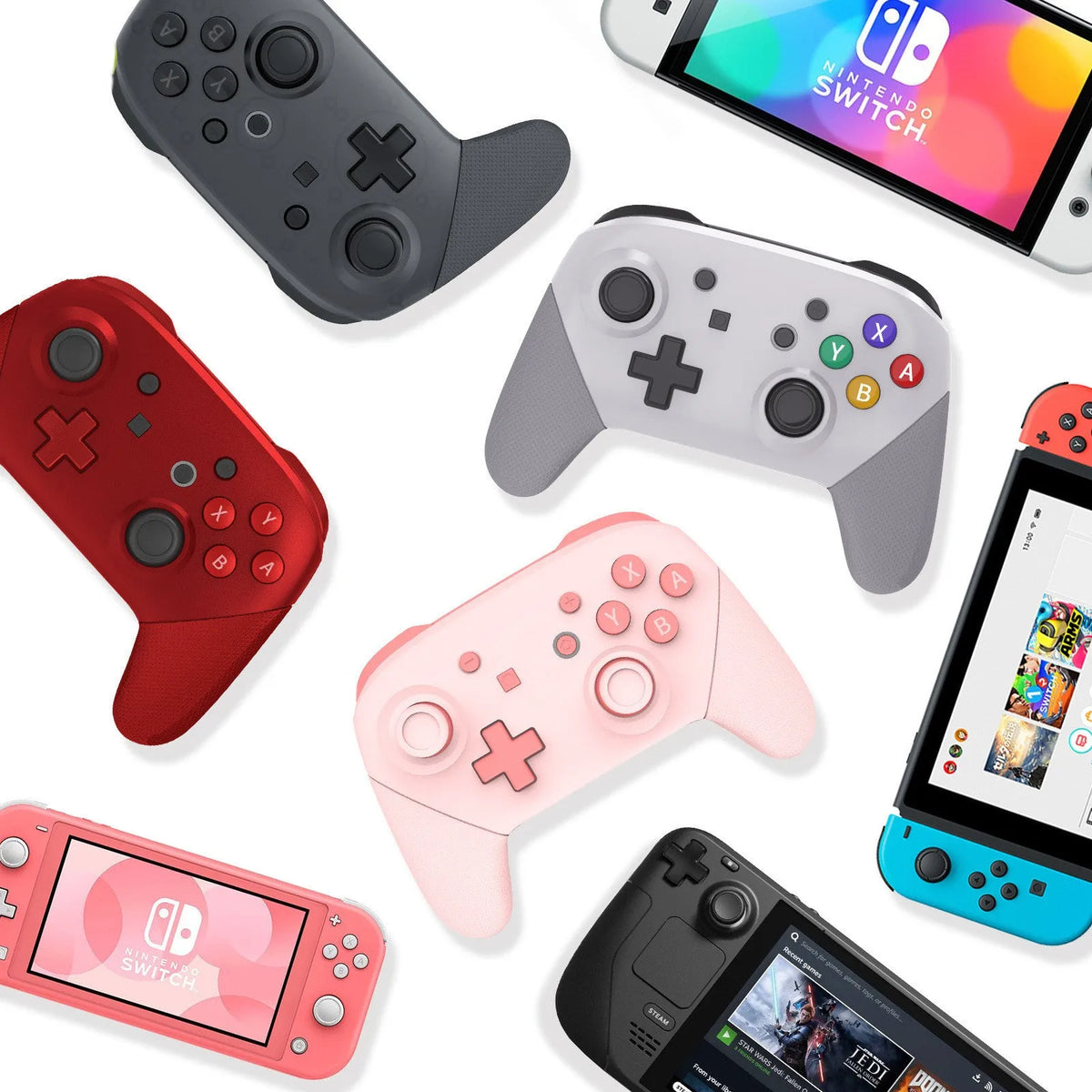 Wireless handle in Pink colour for Nintendo Switch, PC, and Tesla with USB charging cable