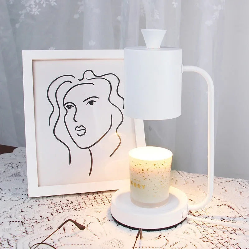 European style white aromatherapy melting wax lamp with dimmer switch and 1.5 metre cable