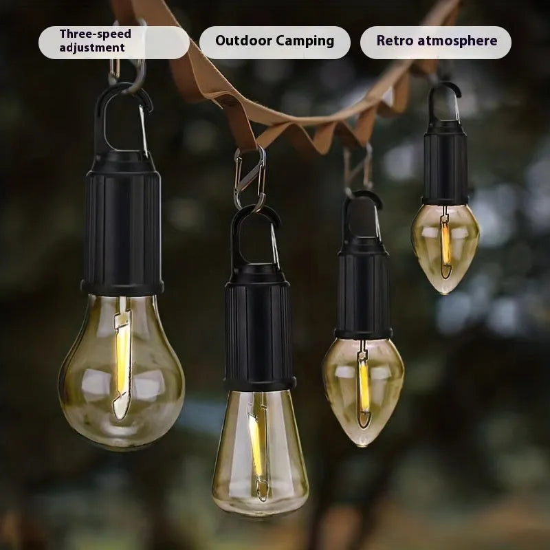 Five solar lantern bulbs with warm LED lights for outdoor garden lighting
