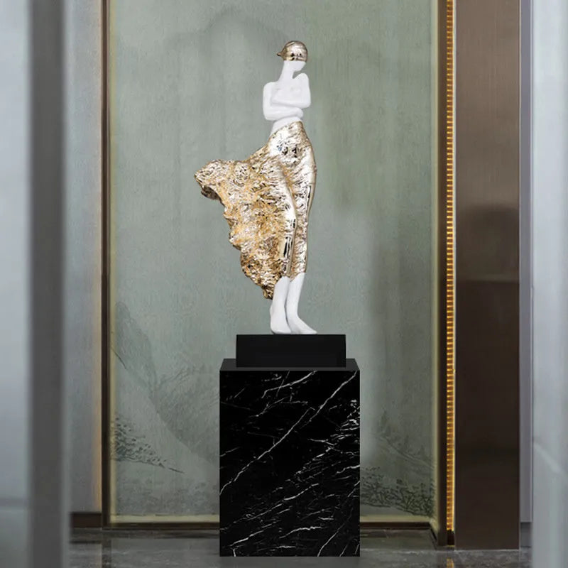 48cm tall sculptured character ornament in modern style with rose gold finish