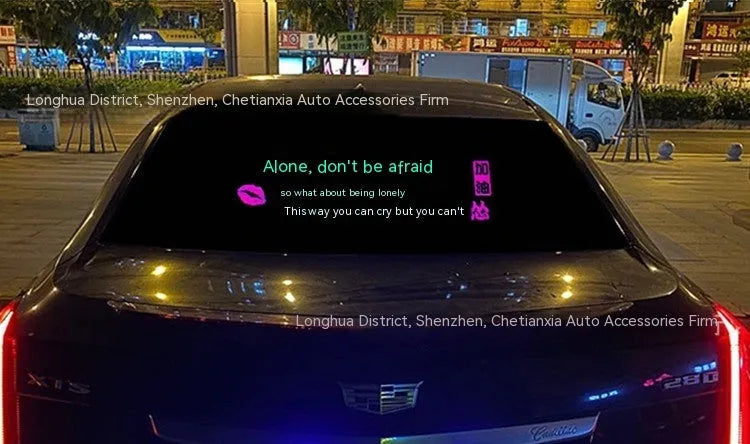Voice control car rhythm lamp with 90x25 cm electroluminescent panel showing music synchronisation lighting